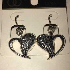 Beautiful Silvertone Puffy Heart Earrings